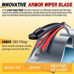 AUTOBOO Windshield Wiper Blades (28" + 14" Pack) - All-Season OEM Quality, Universal Fit Frameless Design - Quiet, Streak-Free Performance