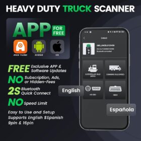 ANCEL HD200 Bluetooth Heavy Duty Truck Scanner | J1939/J1708 Diesel Code Reader & Speed Limiter Reset Tool for Cummins & Caterpillar | Lifetime Free Updates