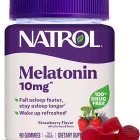Natrol 10mg Melatonin Sleep Aid Gummies - 90 Count Strawberry Flavor - 45 Day Supply - Vegetarian, Gelatin-Free Supplement for Restful Sleep