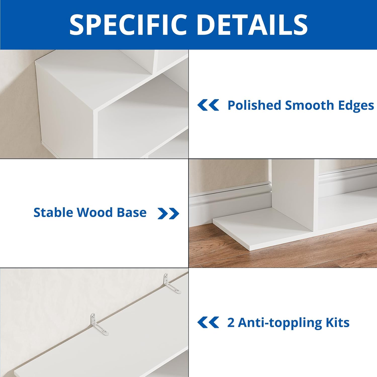 Cozy Castle Set of 2 S-Shaped Geometric Bookcases – 62 inch Tall Modern Bookshelf, 5-Tier Open Display Rack and Room Divider for Home Office, White
