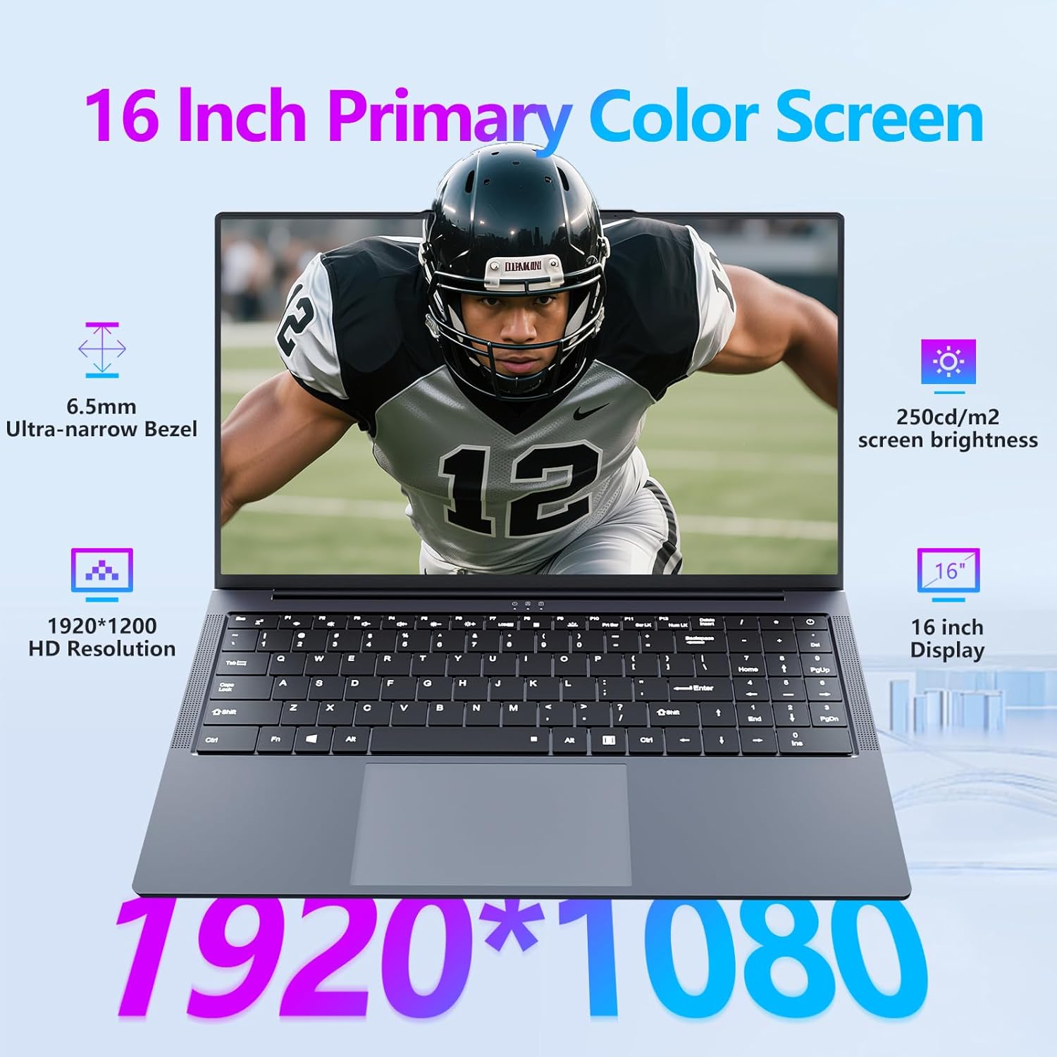 16-Inch High-Performance Gaming Laptop, 16GB RAM 1TB SSD, Intel Core i5 (Up to 3.60GHz), 1920x1200 FHD Display, Backlit Keyboard, WiFi5, RJ45, Mini HDMI