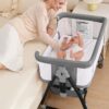 Baby Bassinet Bedside Sleeper with Wheels – 6-Height Adjustable, Breathable Mesh & Mosquito Net – Portable Nursery Bed with Storage Basket & Anti-Reclining Mode