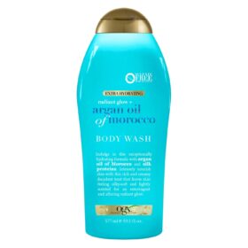 OGX Radiant Glow + Argan Oil of Morocco Body Wash - Extra Hydrating & Sulfate-Free Gel Cleanser for Dry Skin, 19.5 fl oz