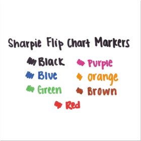 Sharpie Flip Chart Markers – Low-Odor, No-Bleed Bullet Tip, Assorted Colors, 8-Count