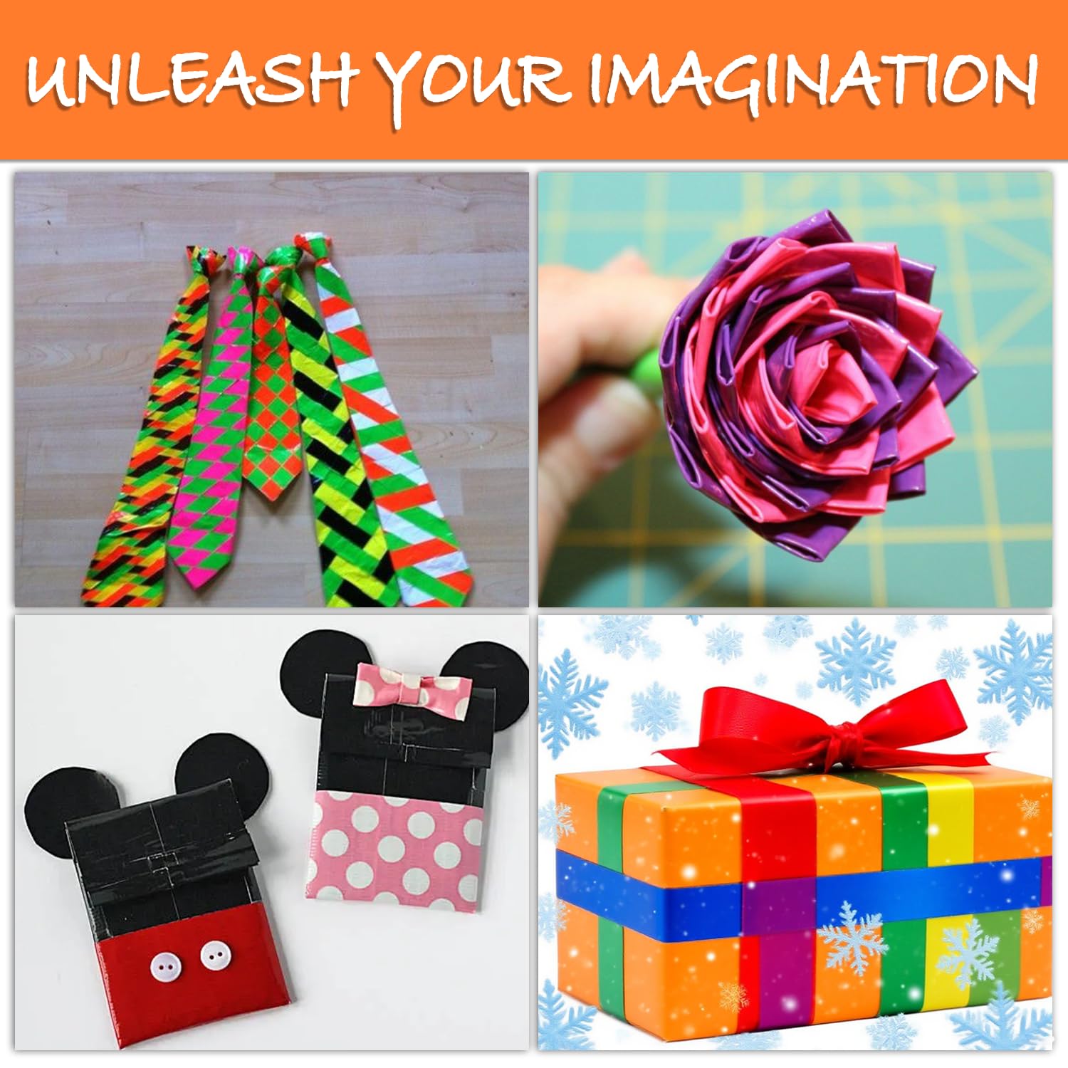 SWRT 6-Pack Rainbow Colored Duct Tape – Heavy Duty, Waterproof & Tearable Multi-Pack for DIY Arts & Crafts, Home Repairs, and Outdoor Use