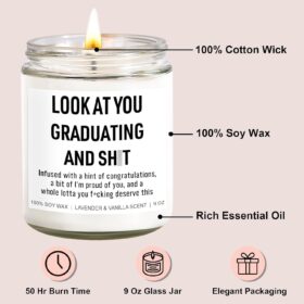 Funny Graduation Gifts Candle 2026 – Scented Soy Aromatherapy for Her, Him, College, High School, Masters, PhD & Nursing Grads (Lavender Vanilla)