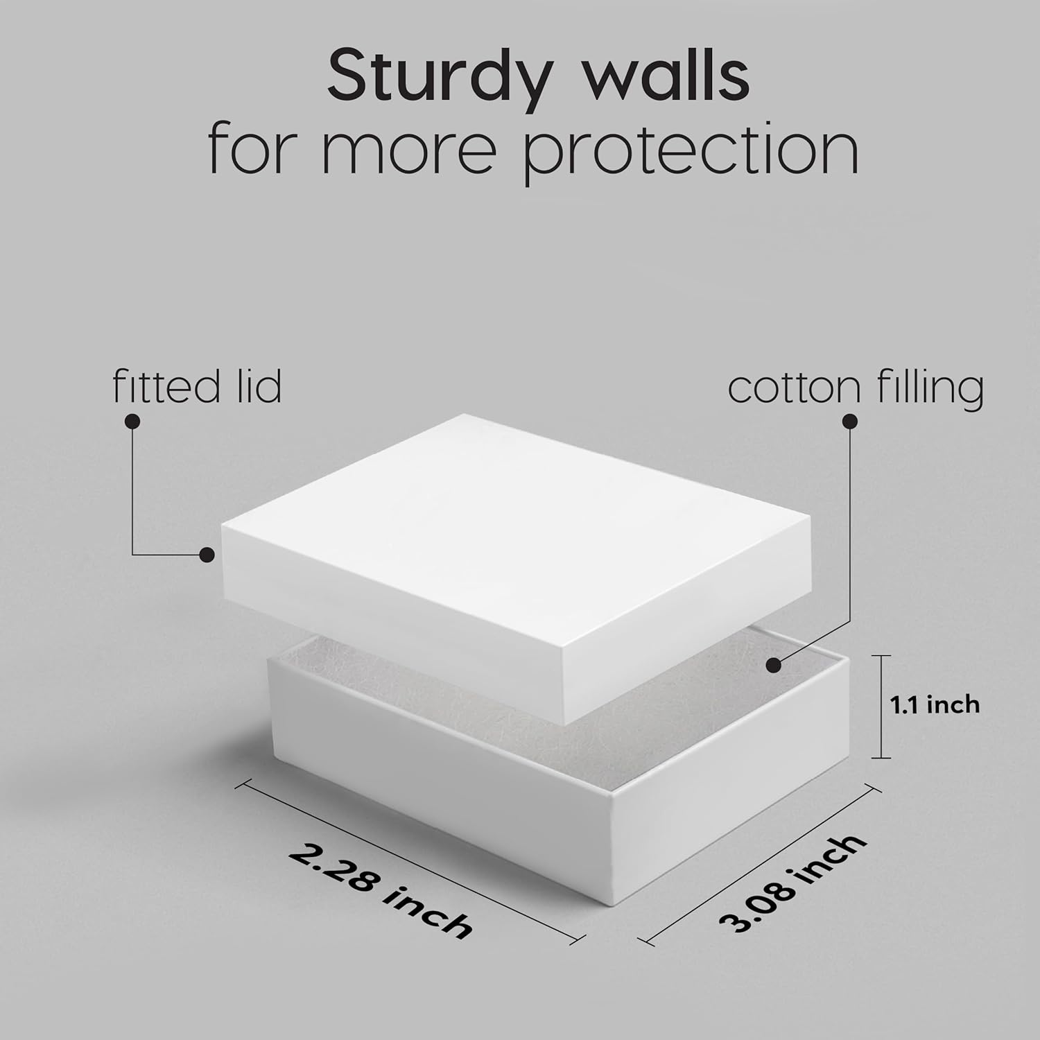 BULK PARADISE 6-Pack Cotton-Filled White Jewelry Gift Boxes – 3.08" x 2.28" x 1.1" Small Cardboard Storage for Rings, Earrings, & Keepsakes – Ideal for Retail, Shipping & Crafts