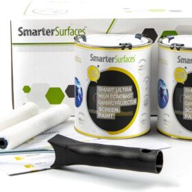 Ultra High Contrast Projector Screen Paint - Dark Grey 4K/8K Wall Paint - 48sq ft Smart Surface with Base & Top Coats - Anti-Glare Home Theater Paint for Low Light Gaming & Cinema (Gain 0.24)