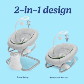 Graco Soothe 'n Calm Baby Swing with Removable Rocker - 8 Motion Directions, Portable Seat & Soothing Sounds