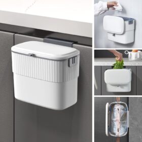 ELPHECO 1.8 Gallon Kitchen Compost Bin – Wall-Mounted & Hanging Trash Can for Under Sink, Cabinet Door, or Bathroom – Includes Drawstring Lid & Bag Retainer Ring (7 Liter)