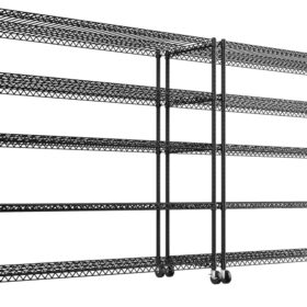 REIBII Heavy Duty 5-Tier Wire Shelving Units (2-Pack) - 3200 lb Capacity Storage Rack with Wheels, 60 inch Wide Metal Organizer for Garage, Kitchen, Warehouse, Pantry, 73 inch H x 18 inch D
