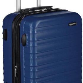 Amazon Basics 21-Inch Hardside Carry-On Spinner Luggage – Scratch-Resistant Navy Blue Hardshell Suitcase with 4 Spinner Wheels & Expansion