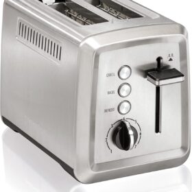 Hamilton Beach 2 Slice Stainless Steel Toaster (Model 22794) - Extra-Wide Slots, Bagel & Defrost Settings, Auto-Shutoff & Slide-Out Crumb Tray