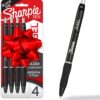 Sharpie S-Gel Pens, Medium Point (0.7mm), Black Ink, 4 Count – No-Smear Gel Ink with Rubber Grip