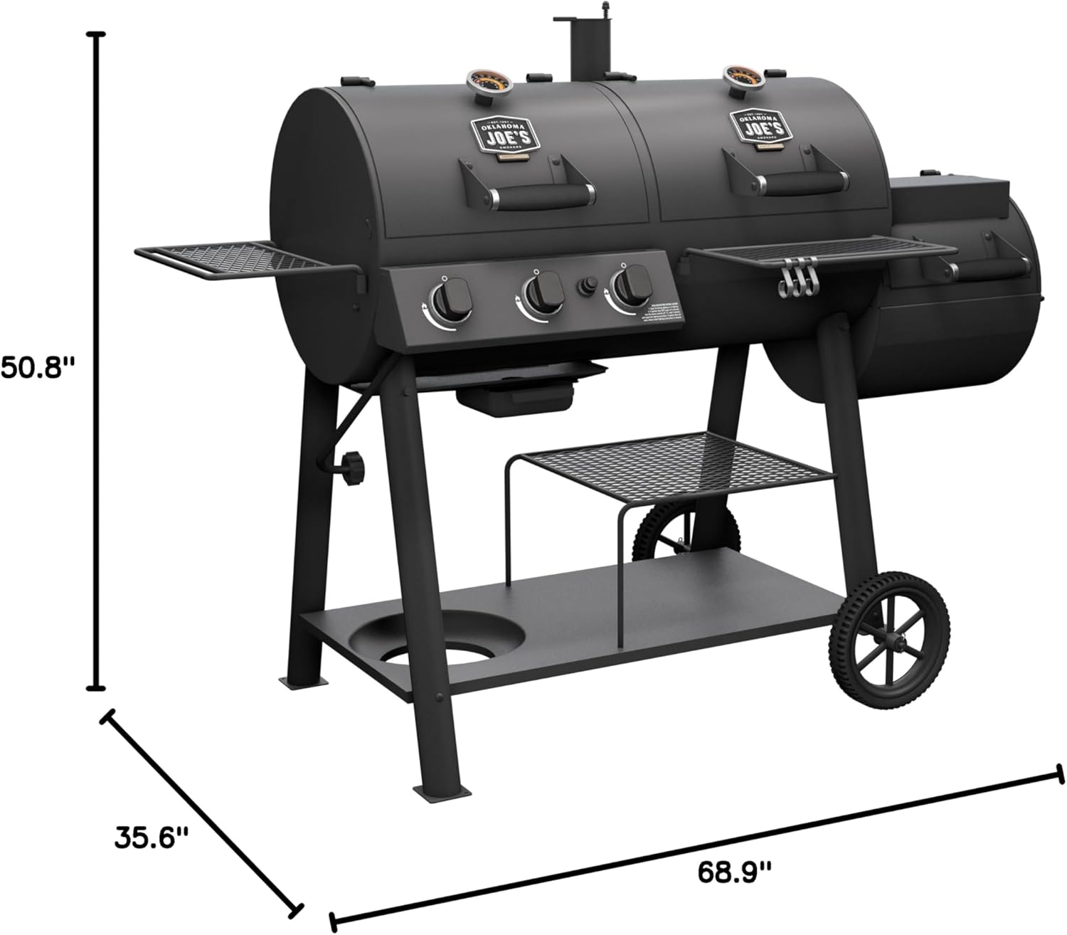Oklahoma Joe's Canyon Combo 2-in-1 Charcoal & Gas Smoker Grill - 1240 sq. in. Black