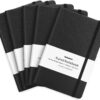 Huhuhero 5-Pack Premium Hardcover Journals, A5 Lined Notebooks with 120Gsm Thick Paper, Portable Leather Writing Notebooks for Office, School & Business (Black, 5" x 8.25")