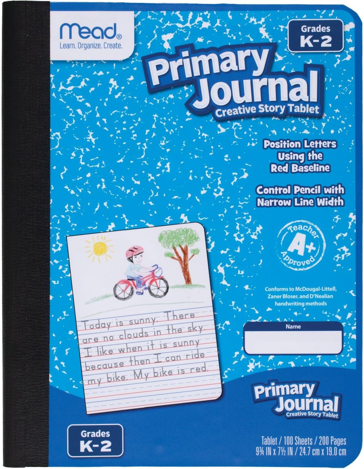 Mead Primary Composition Notebook - Grades K-2 Creative Journal with 100 Sheets (Half Picture Space, Half Primary Ruled) - 7.5" x 9.75" - Colors May Vary