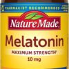 Nature Made Melatonin 10mg Maximum Strength Tablets, 70 Count – 100% Drug-Free Sleep Aid for Restful Sleep