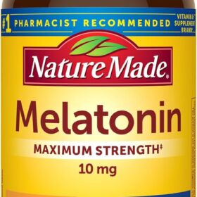 Nature Made Melatonin 10mg Maximum Strength Tablets, 70 Count – 100% Drug-Free Sleep Aid for Restful Sleep