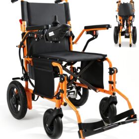 YF001S Zygenair Lightweight Foldable Electric Wheelchair for Adults – 500W Motor, 13Ah Battery, 15 Mile Range & Travel Friendly (Orange)
