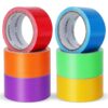 COSIMIXO Rainbow Duct Tape 6-Pack – 2 Inch x 15 Yards Heavy Duty, Waterproof & Residue-Free Color Coding Tape for Arts, Crafts, DIY, and Packaging (Red, Orange, Yellow, Green, Blue, Pink)