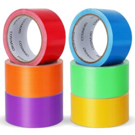 COSIMIXO Rainbow Duct Tape 6-Pack – 2 Inch x 15 Yards Heavy Duty, Waterproof & Residue-Free Color Coding Tape for Arts, Crafts, DIY, and Packaging (Red, Orange, Yellow, Green, Blue, Pink)