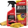 Mothers California Gold 3 Clay Bar Complete Kit - 3 Bars, 16 oz Detailer & Microfiber Towel | Professional Surface Contaminant Removal System for Automotive Paint Restoration (07240)