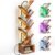 Casaottima 6-Tier Tree Bookshelf with LED Lights — Narrow Floor Standing Bookcase with Cabinet, Vintage Wood & Steel Storage Rack for Living Room, Bedroom & Office