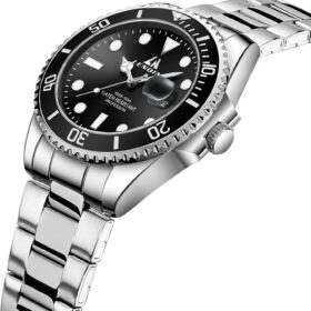 LN LENQIN Men's Stainless Steel Analog Watch – Waterproof Quartz Wristwatch with Luminous Dial and Date Display