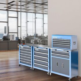 LARBANKE Modular Rolling Tool Chest with Stainless Steel Top – 8-Drawer Heavy Duty Rolling Cabinet with 360° Wheels, Foot Pads, and Interlocking System