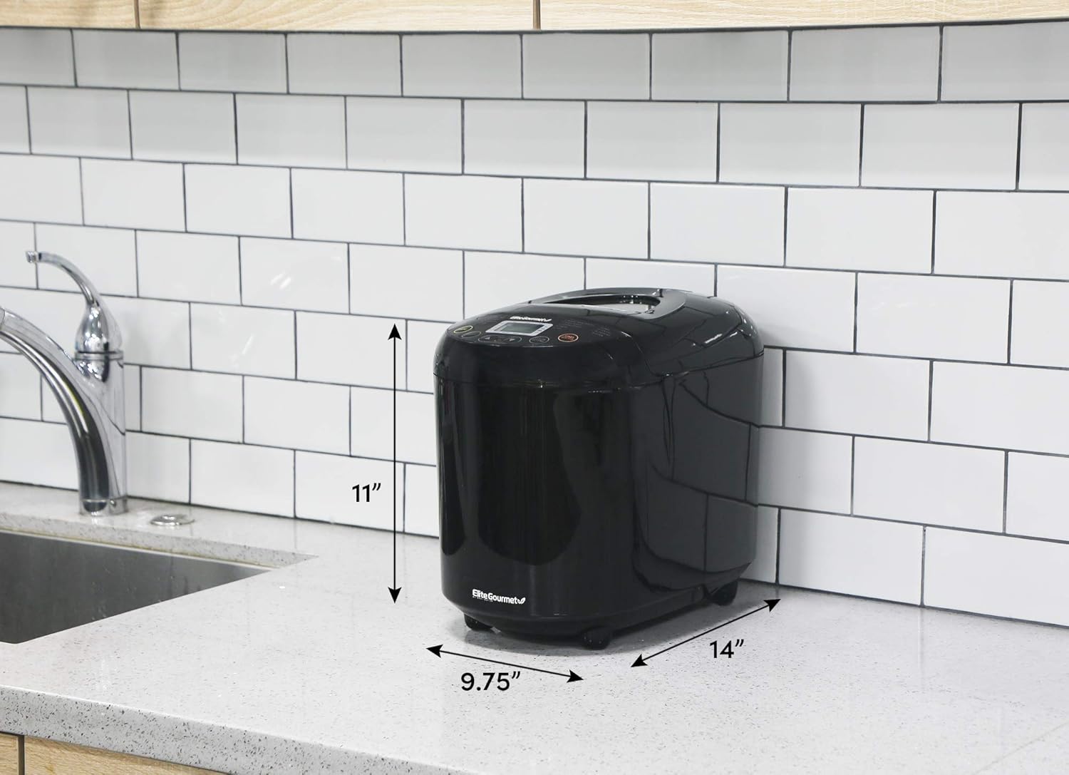 Elite Gourmet EBM8103B Programmable Bread Maker - 2lb Capacity, 19-in-1 Stainless Steel Machine with Gluten Free, Dough & Jam Settings, 3 Crust Colors, Black