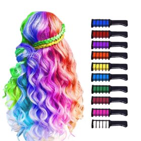 MSDADA 10-Piece Temporary Hair Chalk Comb Set for Girls - Non-Toxic, Washable DIY Hair Dye Kits for Kids & Teens - Birthday Gifts, Party Supplies, and Dress-Up Accessories