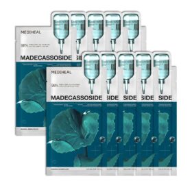 Mediheal Madecassoside Essential Sheet Mask – 10 Pcs Vegan Blemish Repair Treatment with 98% Purity Madecassoside & Hyaluronic Acid for Redness Relief and Skin Barrier Support