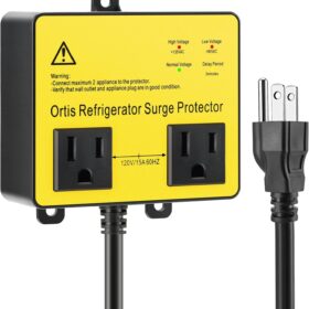 Ortis Refrigerator Surge Protector with Time Delay – Dual Outlet Voltage Monitor for Fridges, Freezers, and Home Appliances – Defends Against Spikes, Brownouts, and Voltage Fluctuations