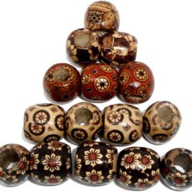 Housweety 100-Piece Painted Wood Spacer Beads for Braids & Jewelry Making (17x16mm)