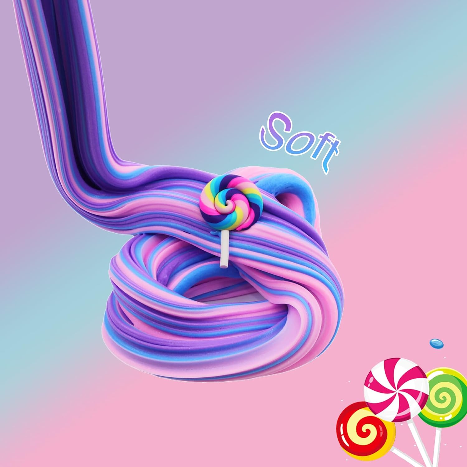 Butter Slime for Kids – 10oz Soft, Non-Sticky Scented Stress Relief Toy (Purple, Pink & Blue)