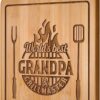 AceThrills Grill Master Bamboo Cutting Board - Engraved Gift for Grandpa, Best Grandpa Birthday & Father's Day Present, Kitchen Serving & Chopping Board (12.3" x 8.7")