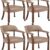 LEEMTORIG Set of 4 Rolling Dining Chairs with Casters - Upholstered Boss Captain's Chairs with Arms and Solid Wood Frame, Cherry & Yellowish Brown