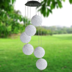 Solar Color Changing Wind Chime with Crystal Ball Spinner - Waterproof LED Hanging Light for Outdoor Garden, Patio & Yard Decor