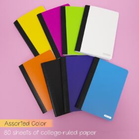 BAZIC 8-Pack Poly Cover Composition Notebooks | 80 Sheets College Ruled Lined Paper Journal | 5 x 7 Inch Durable Sewn Binding Notebooks for School, Office & Writing (Assorted Colors)