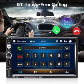 CAMECHO 7 Inch Double Din Car Stereo - Bluetooth MP5 Player with 4-LED Backup Camera, Mirror Link for iOS/Android, Steering Wheel Control & FM Radio Multimedia Receiver