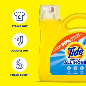 Tide Simply All-In-One Liquid Laundry Detergent, Refreshing Breeze, 168 fl oz Bottle (128 Loads)