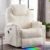 Heated Massage Recliner Chair with Power Recline & LED Lights - 360° Swivel Home Theater Seating with USB Port & Cup Holders, Beige Faux Leather