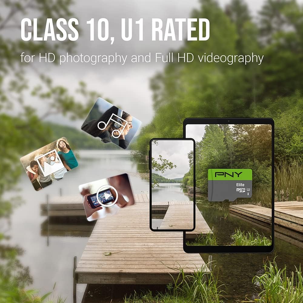 PNY Elite 32GB microSDHC Memory Card - 5 Pack, Class 10 UHS-I U1, Up to 100MB/s, Full HD Video for Smartphones, Drones & Cameras