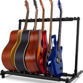 AODSK 5-Inch Folding Multi-Guitar Stand Rack – Universal Floor Holder for Electric, Acoustic & Bass Guitars – Portable, Stable Metal Display with Non-Slip Rubber Feet