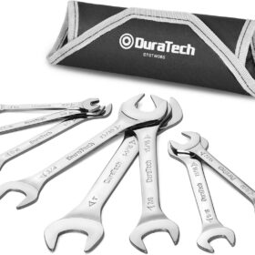 DURATECH 8-Piece Super-Thin SAE Wrench Set – Double Ended Open End Wrenches with Storage Pouch