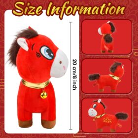KESOCORAY 2026 Year of the Horse Plush Doll - Chinese New Year Red Envelope Ornament, Lucky Zodiac Mascot for Home, Office, Car & Tabletop Decor