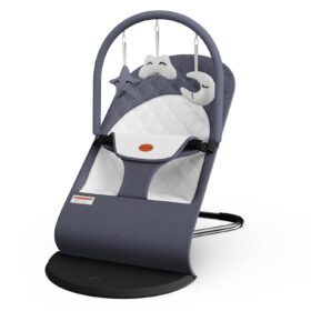 Ergonomic Portable Baby Bouncer & Rocker Seat – 3-in-1 Convertible Infant Chair with Toy Bar, Adjustable Recline & Washable Fabrics (Grey, 0-18 Months)