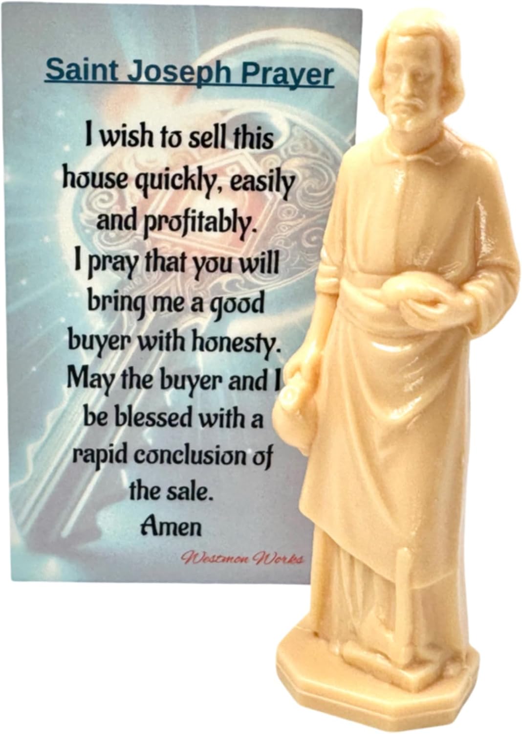 Westmon Works St Joseph Home Seller Kit – Real Estate Statue Set with Burial Instructions, Novena Prayer Card & Holy Figurine – Made in The USA