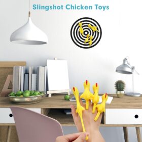 16-Pack Slingshot Flying Chickens - Stretchy TPR Rubber Chicken Toys for Party Favors, Stocking Stuffers, & Gag Gifts